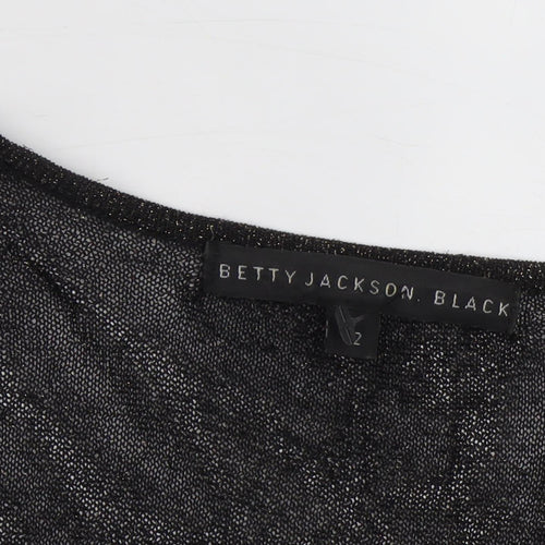 Betty Jackson Black Women's Black Cardigan V-Neck Light