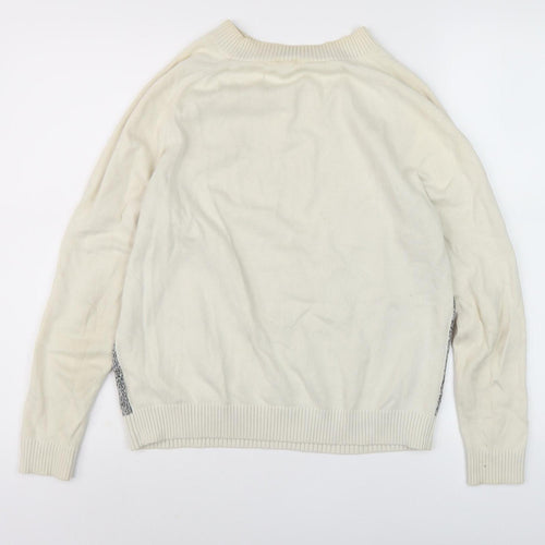GAP Women's Ivory Cotton Jumper, Size S, Long Sleeve