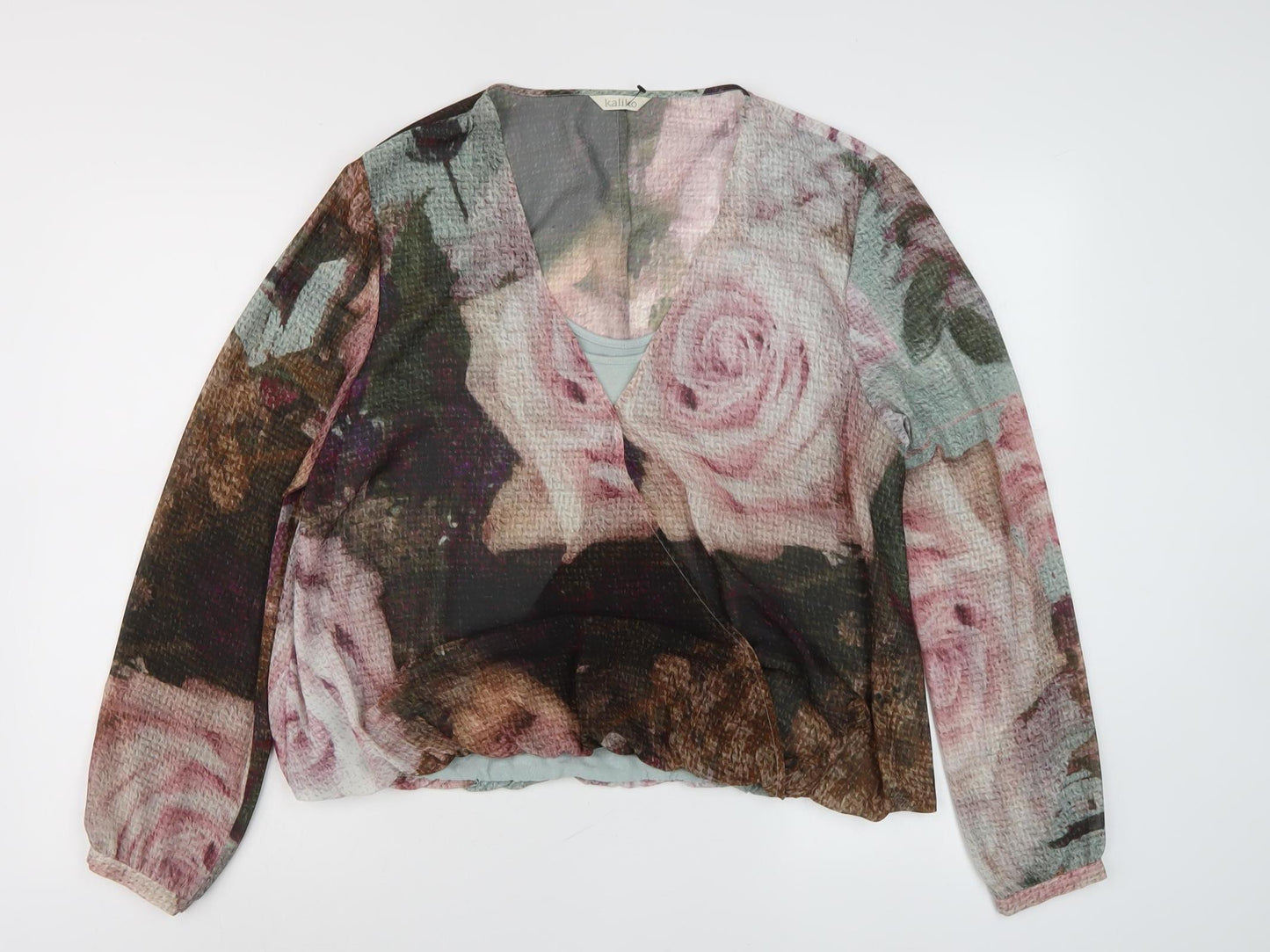 Kaliko Women's Multicoloured Floral Tunic Blouse Size 16