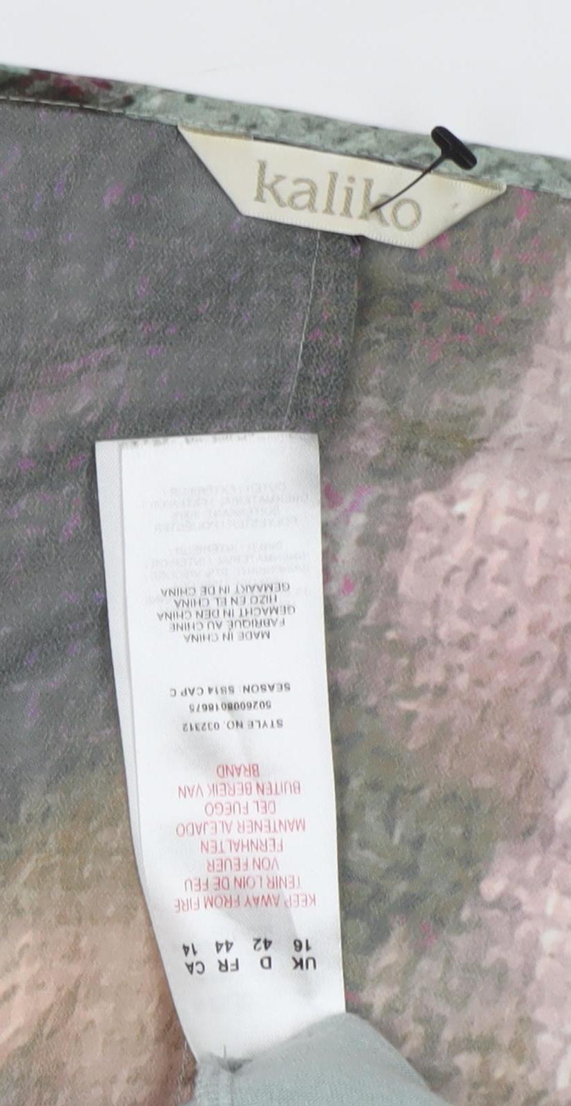 Kaliko Women's Multicoloured Floral Tunic Blouse Size 16