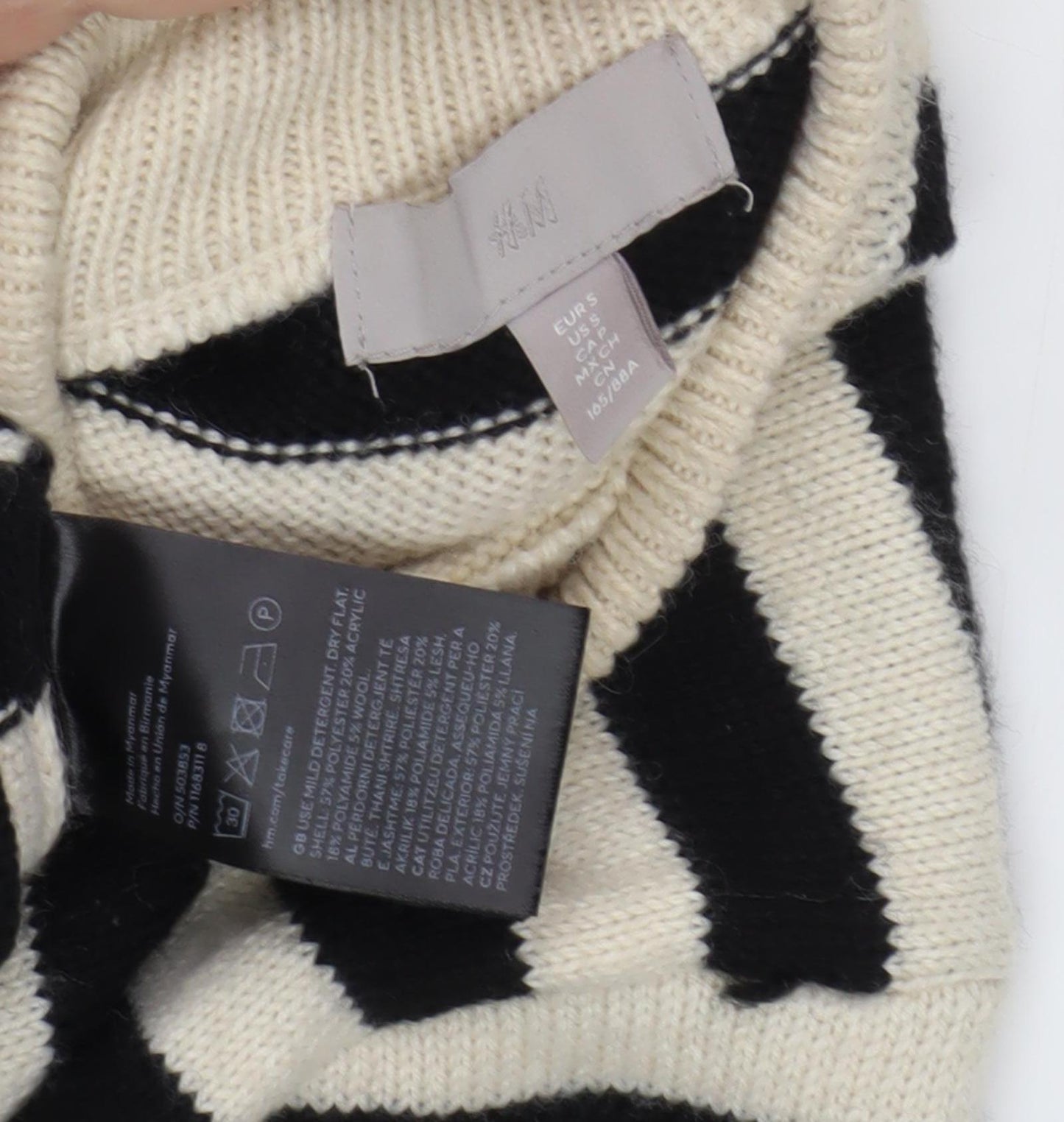 H&M Women's Black Striped Pullover Jumper S