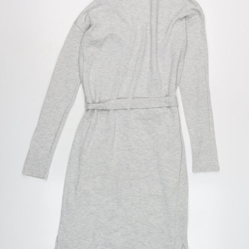 Next Women's Grey Knit Dress V-Neck Size 6
