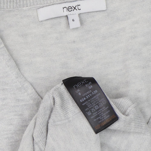 Next Women's Grey Knit Dress V-Neck Size 6