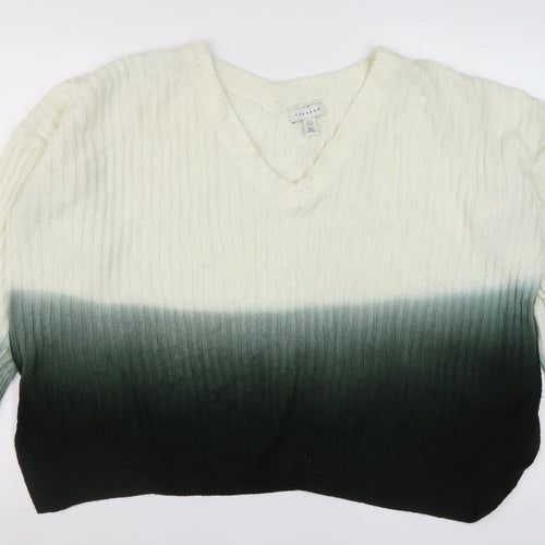 Topshop Women's Ivory Pullover Jumper, UK Size 12, V-Neck