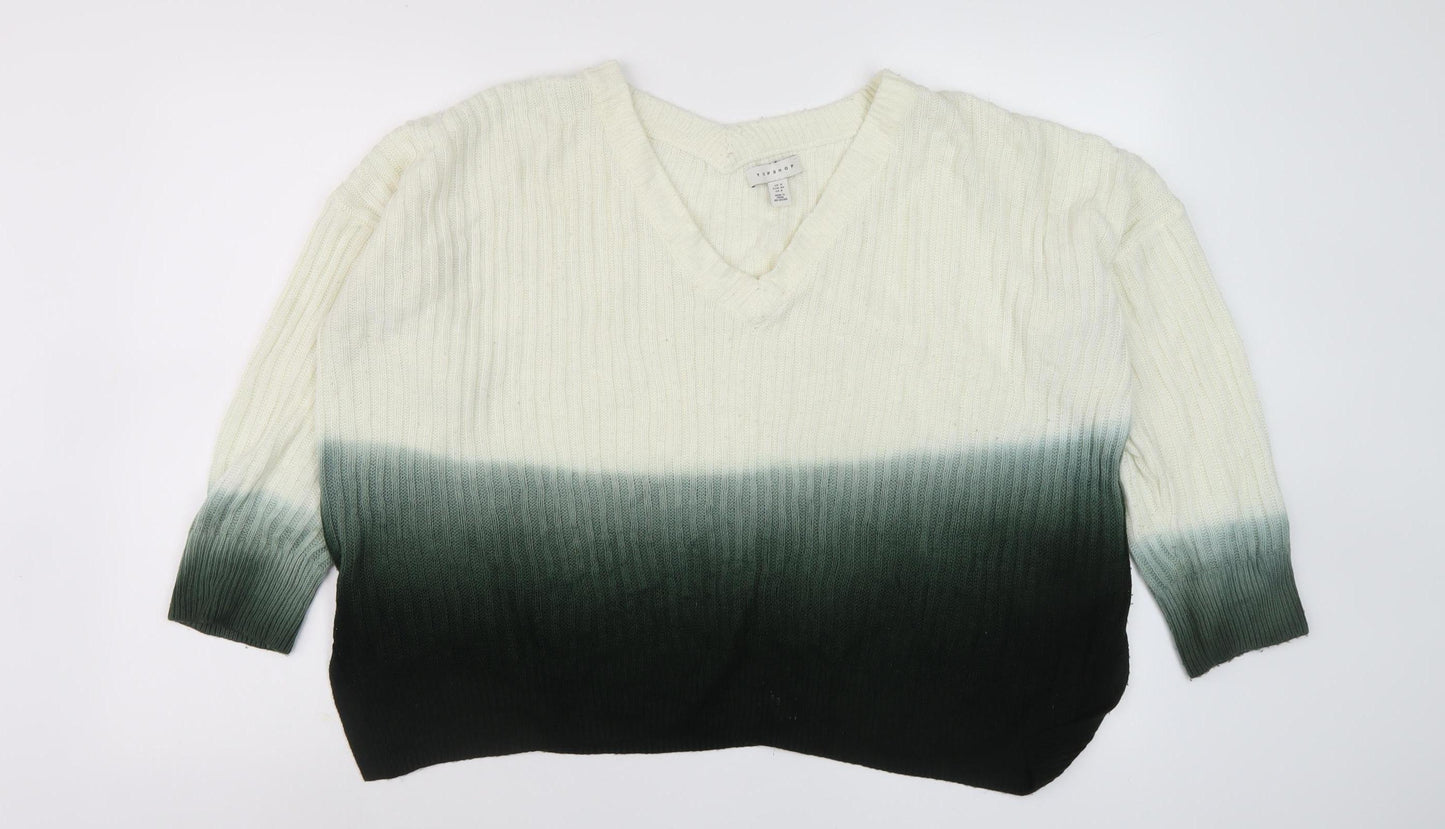Topshop Women's Ivory Pullover Jumper, UK Size 12, V-Neck