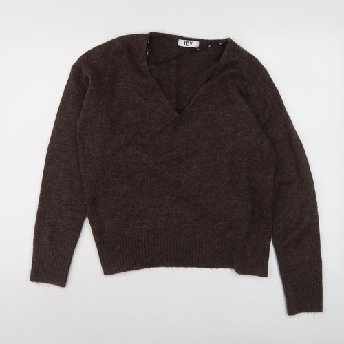 JDY Women's Brown V-Neck Pullover Jumper XS