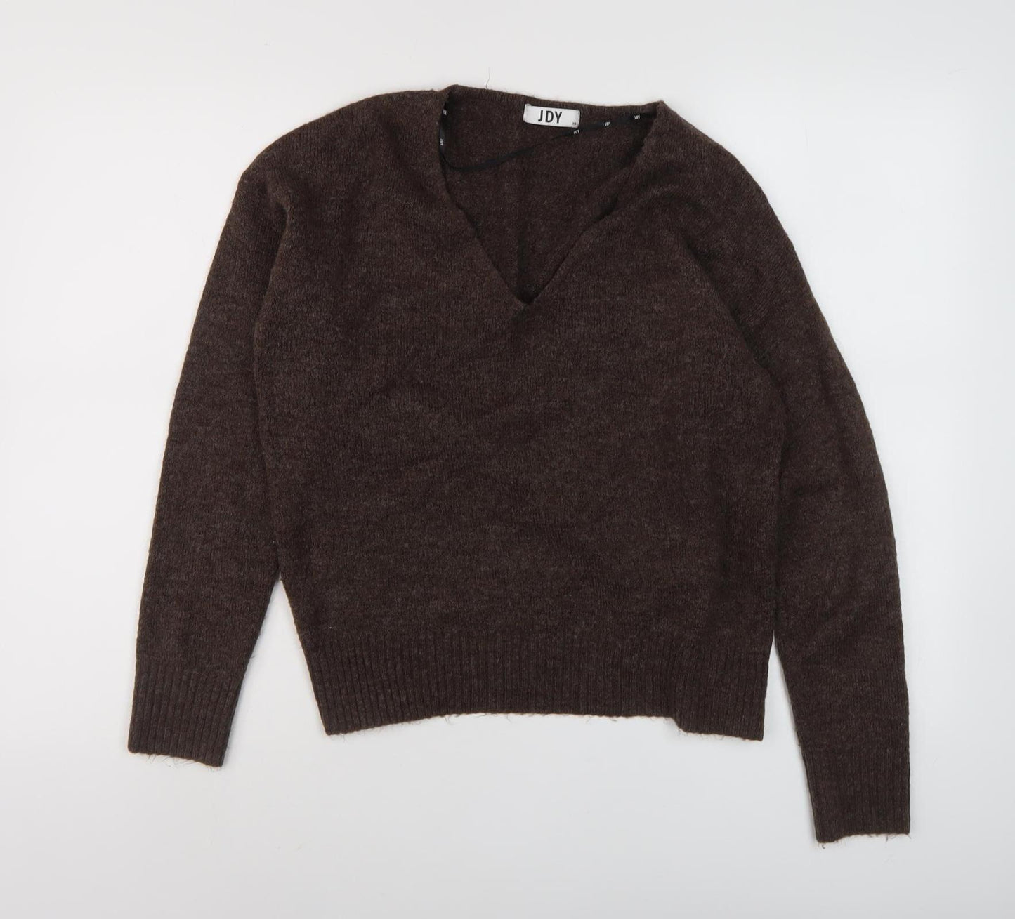 JDY Women's Brown V-Neck Pullover Jumper XS