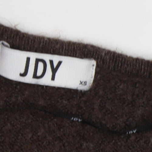 JDY Women's Brown V-Neck Pullover Jumper XS