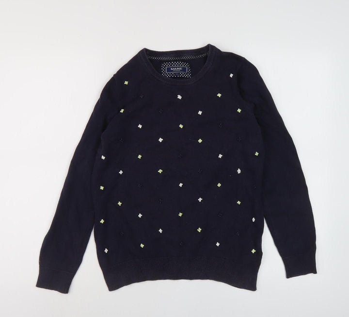Maine Women's Black Embroidered Pullover Jumper, Size 12