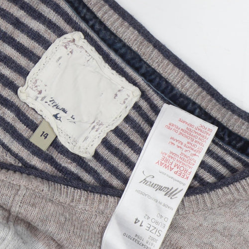 Mullberry Women's Grey Wool Cashmere Pullover Jumper Size 14