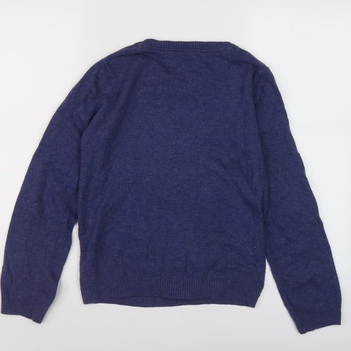 John Lewis Girls Blue Polar Bear Jumper, Size 12, Knit Pullover