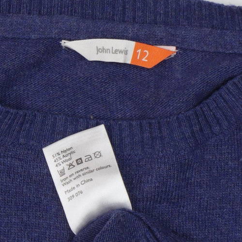 John Lewis Girls Blue Polar Bear Jumper, Size 12, Knit Pullover