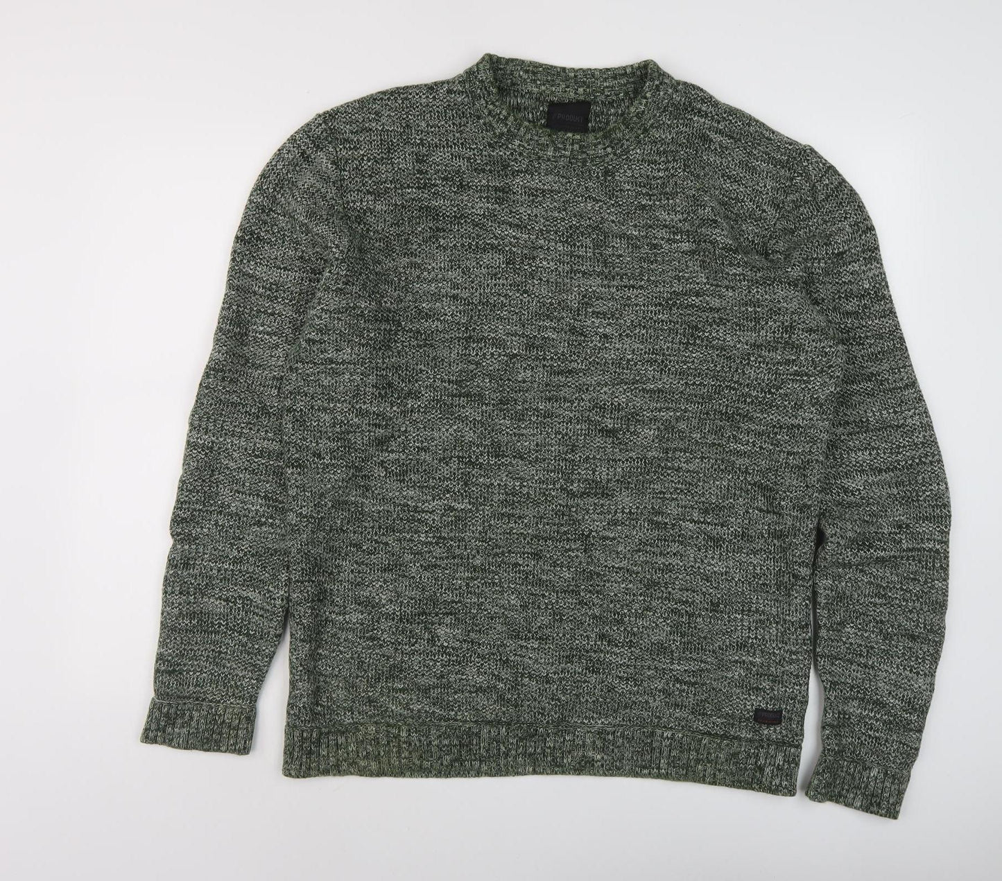 PRODUKT Men's Green Chunky Knit Pullover, 2XL, Crew Neck