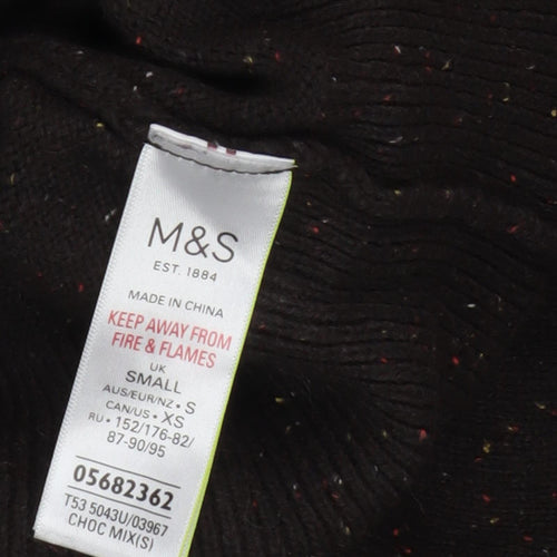 M&S Women's Brown Mock Neck Jumper S
