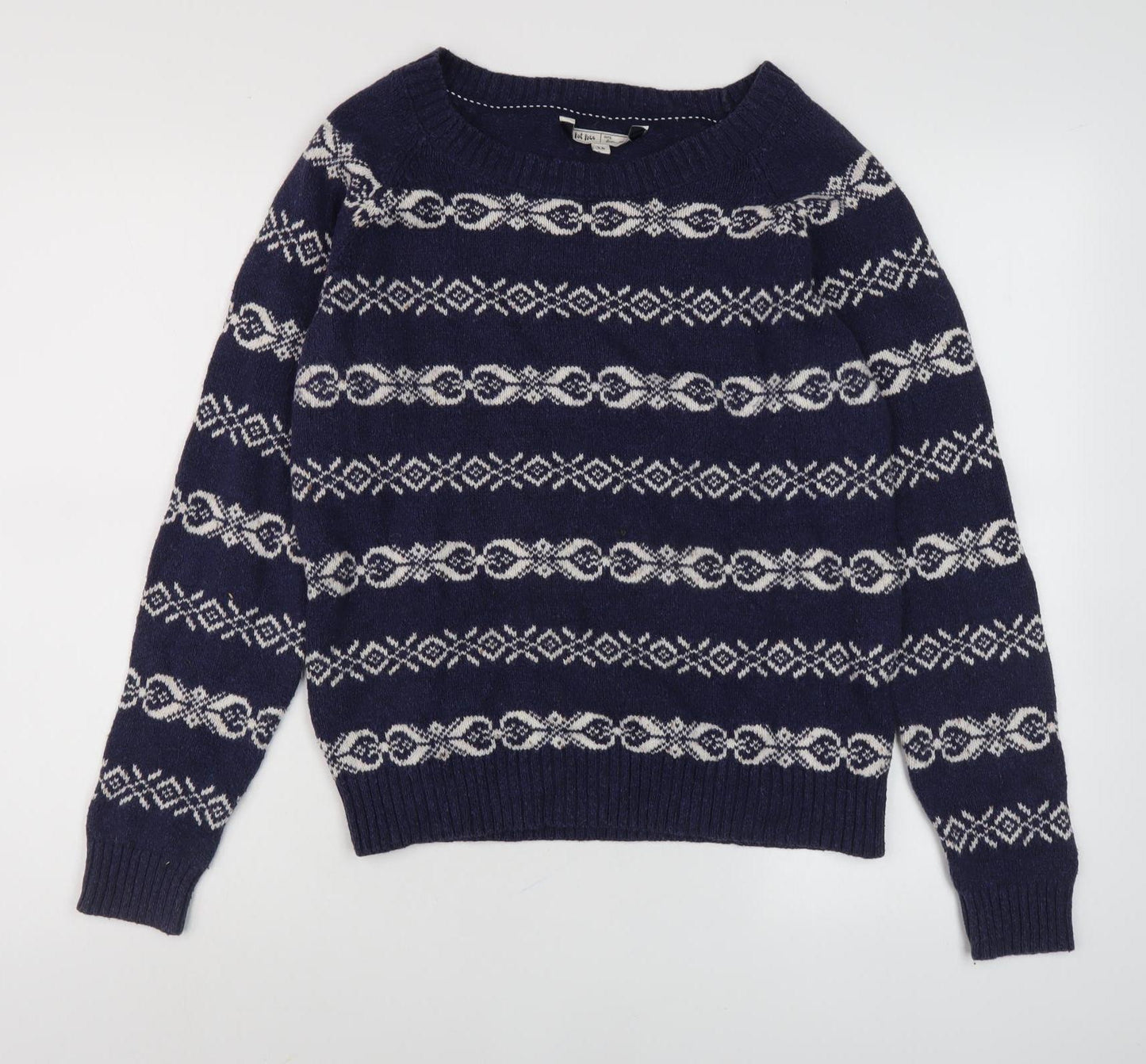 Fat Face Women's Blue Fair Isle Jumper Size 14