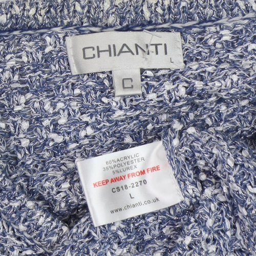 Chianti Women's Blue Open-Knit Cardigan L