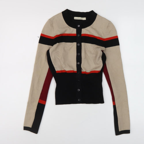 Karen Millen Women Beige Cardigan Round Neck Size 6