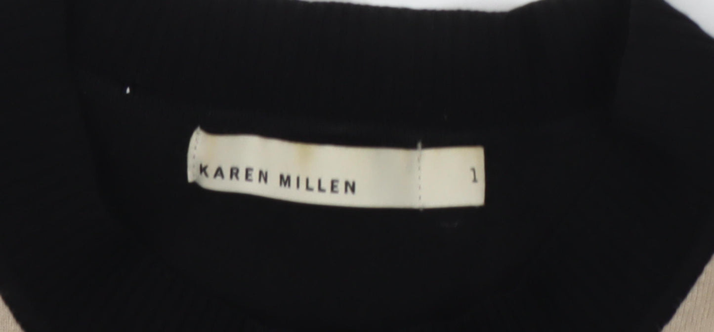 Karen Millen Women Beige Cardigan Round Neck Size 6