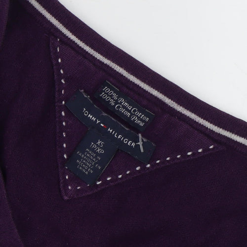 Tommy Hilfiger Women’s Purple Argyle V-Neck Jumper XS