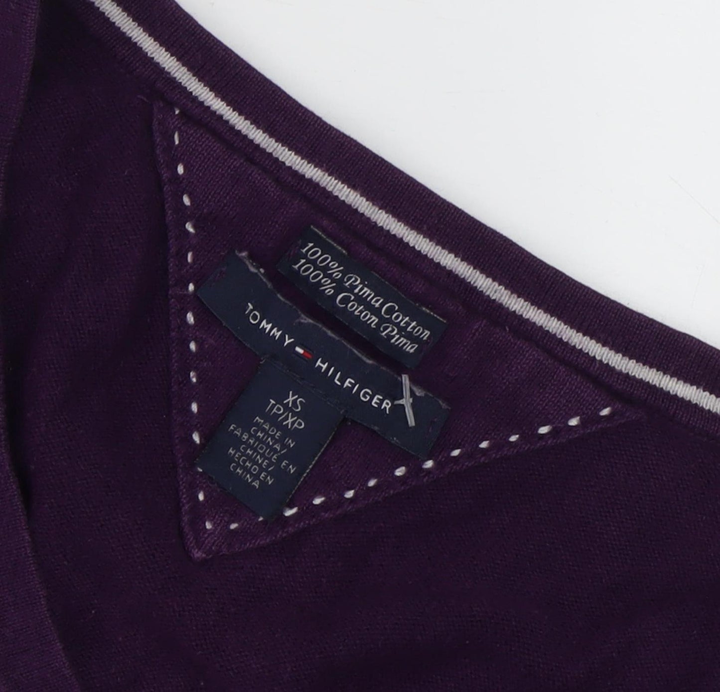 Tommy Hilfiger Women’s Purple Argyle V-Neck Jumper XS
