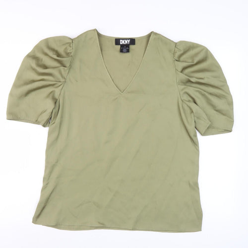 DKNY Women's Green Solid Top Polyester