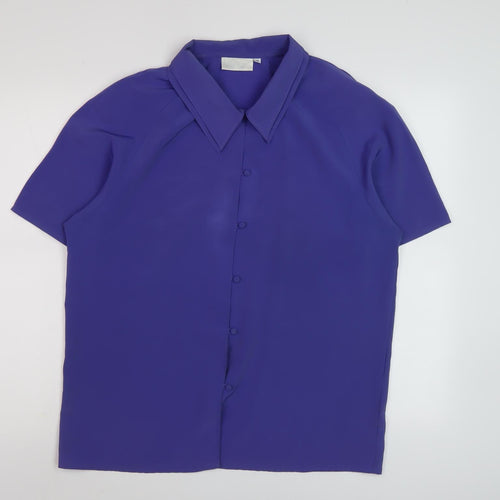 Ultra Belle Women's Blue Button-Up Shirt - Size 14, Polyester