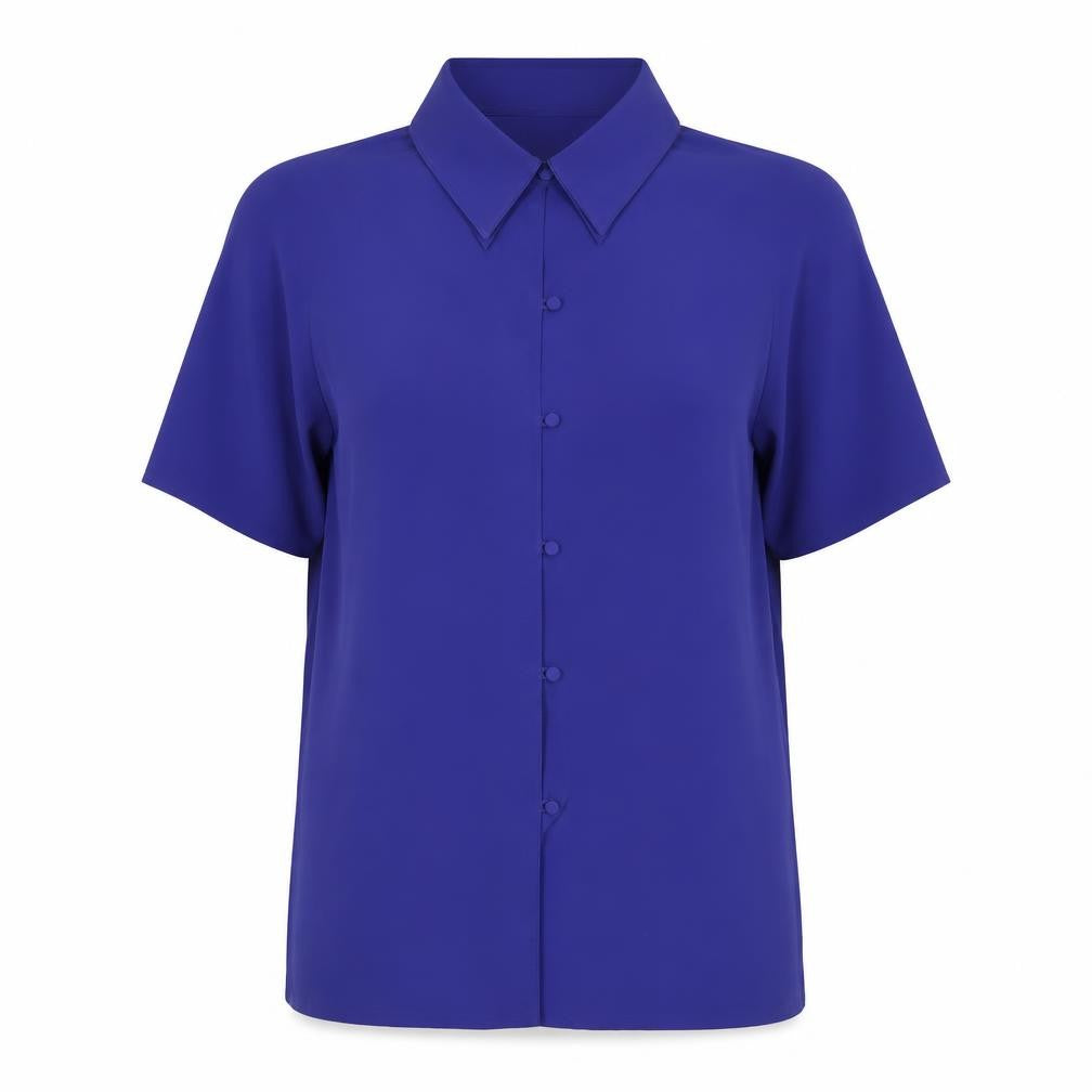 Front view of Ultra Belle Women's Blue Button-Up Shirt -, size 14, Polyester