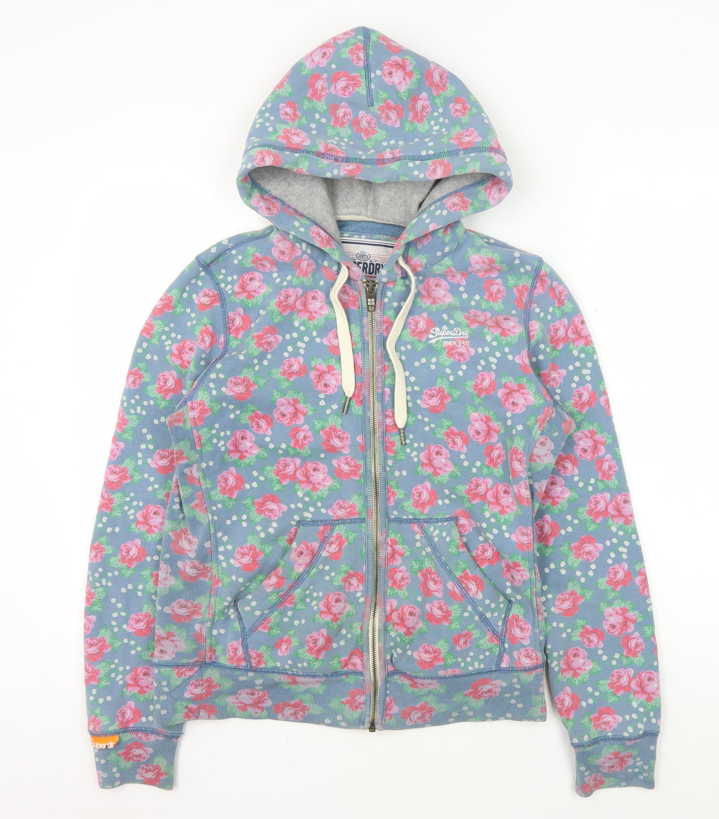 Superdry Women's Blue Floral Full Zip Hoodie M