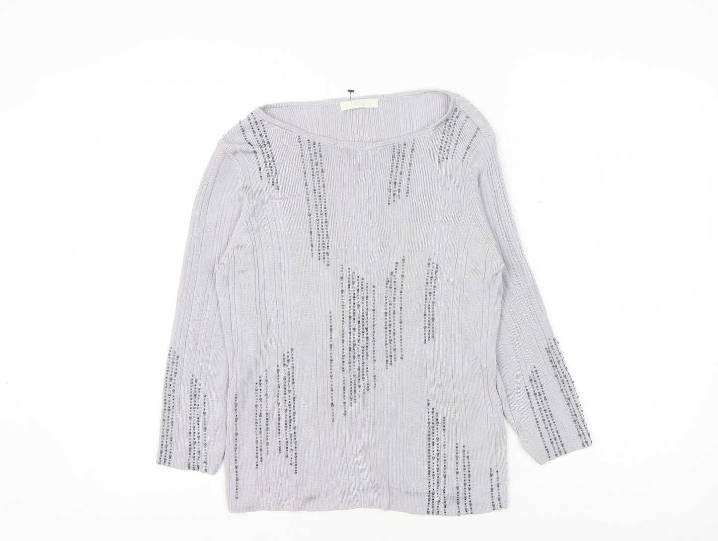 Marks and Spencer Grey Beaded Knit Top Women Size 18