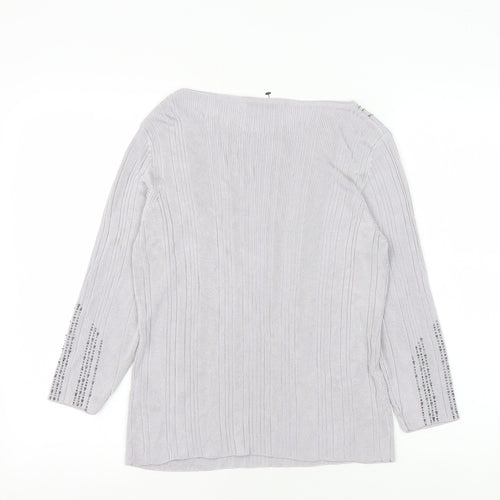 Marks and Spencer Grey Beaded Knit Top Women Size 18