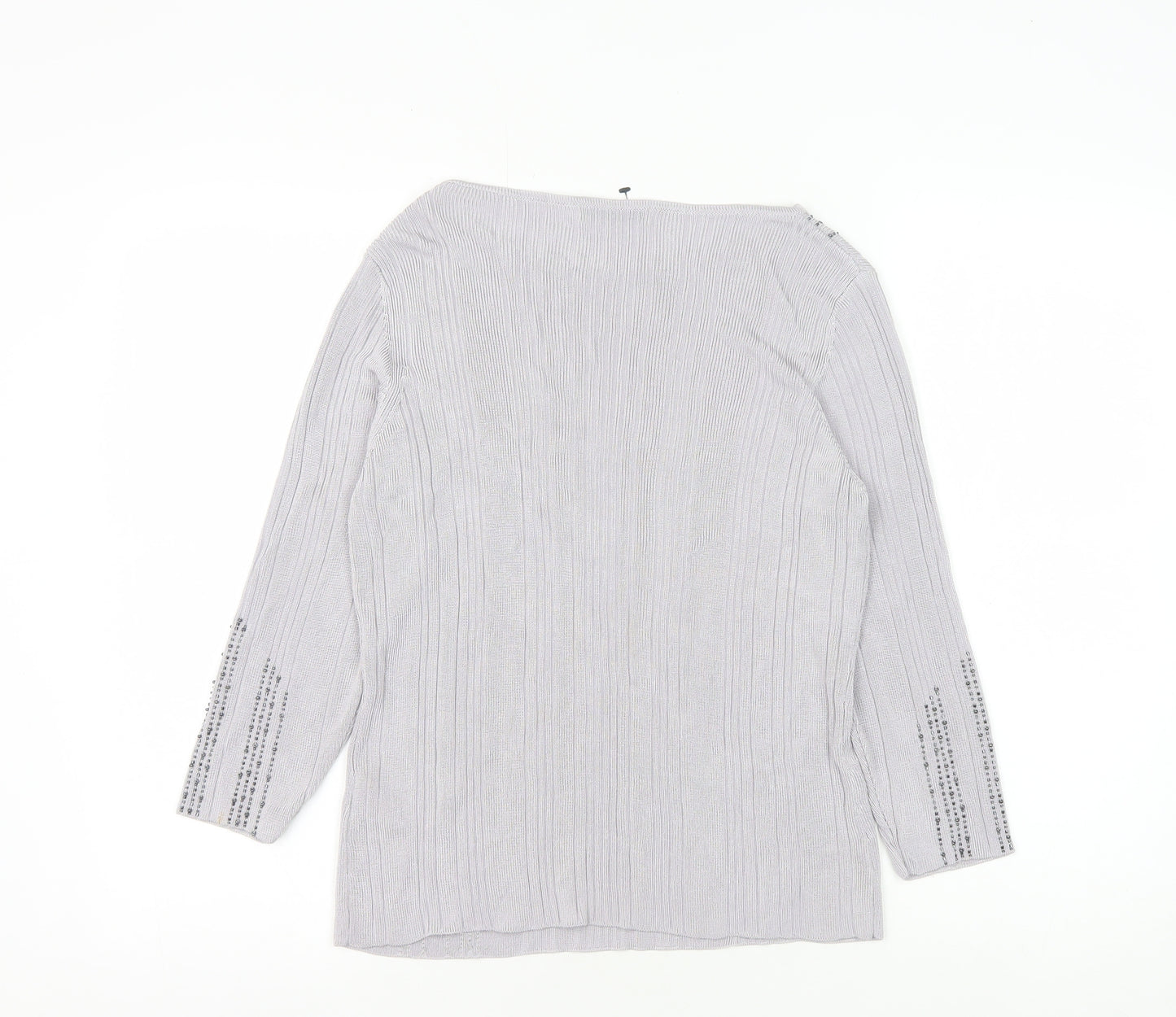 Marks and Spencer Grey Beaded Knit Top Women Size 18
