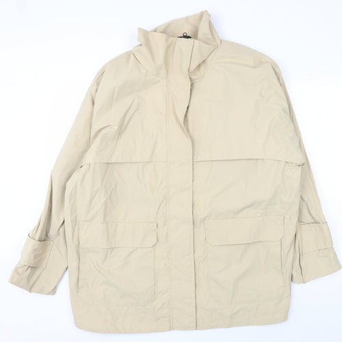H&M Men's Beige Medium Basic Jacket with Stand-Up Collar