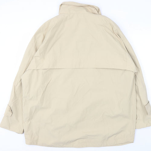 H&M Men's Beige Medium Basic Jacket with Stand-Up Collar