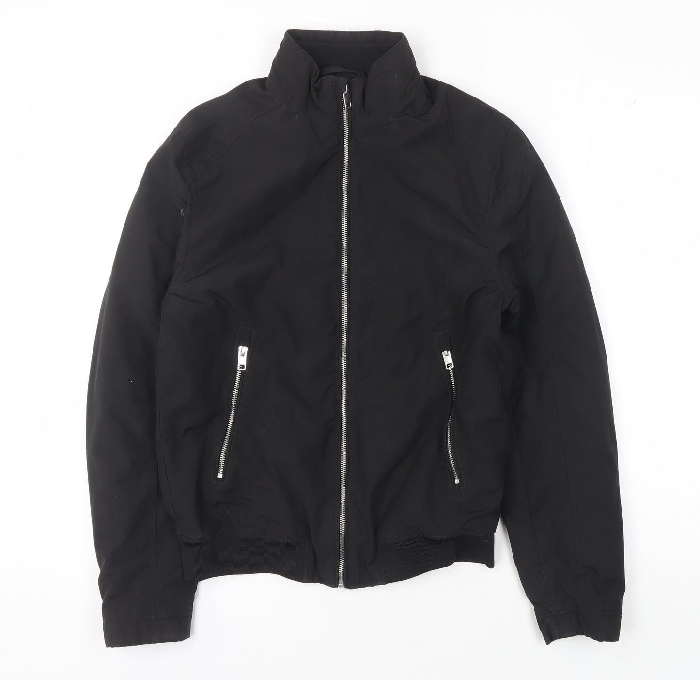 H&M Men's Black Basic Jacket Size S Casual Zipped