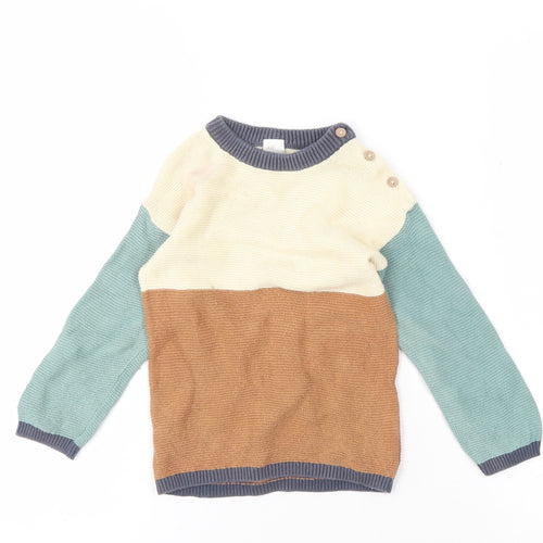 H&M Unisex Baby Jumper, 24 Months, Cream/Brown/Green Pullover