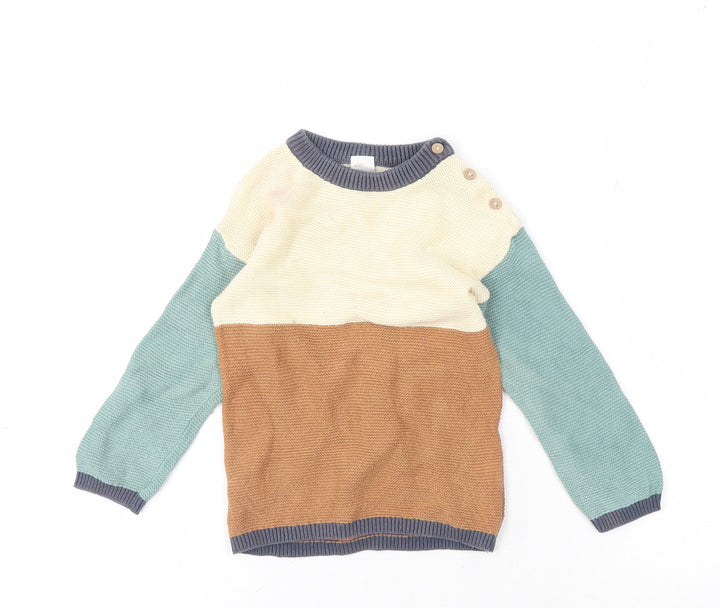H&M Unisex Baby Jumper, 24 Months, Cream/Brown/Green Pullover