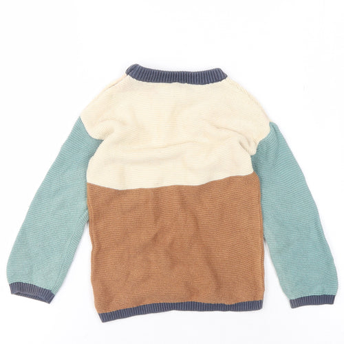 H&M Unisex Baby Jumper, 24 Months, Cream/Brown/Green Pullover
