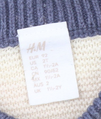 H&M Unisex Baby Jumper, 24 Months, Cream/Brown/Green Pullover