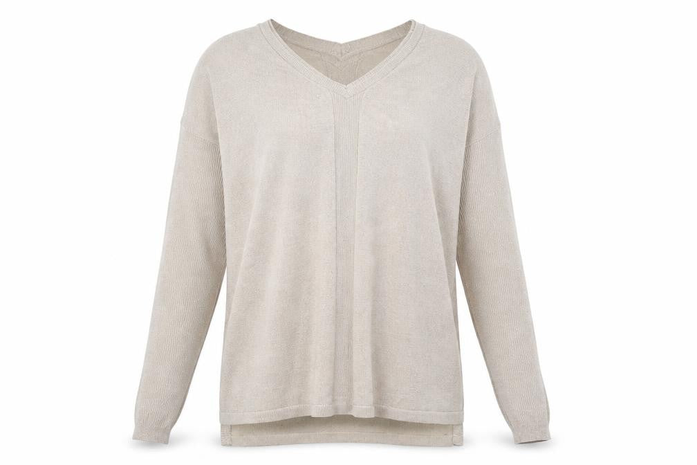 Front view of Next Women's Beige V-Neck Jumper, size 10