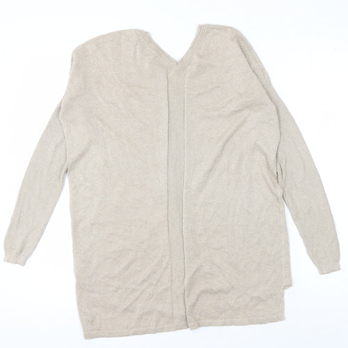 Next Women's Beige V-Neck Jumper Size 10