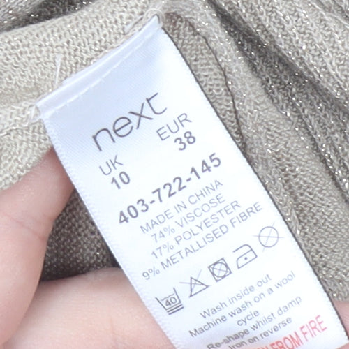 Next Women's Beige V-Neck Jumper Size 10