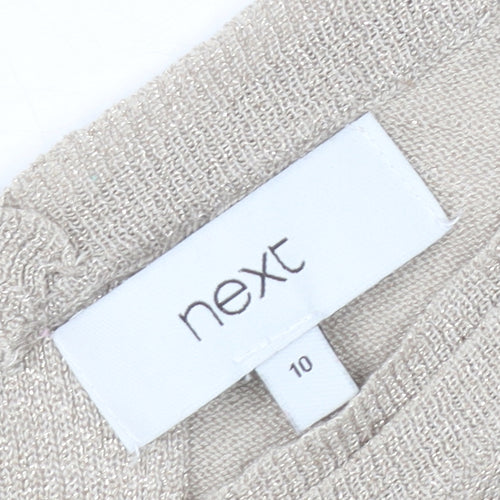 Next Women's Beige V-Neck Jumper Size 10