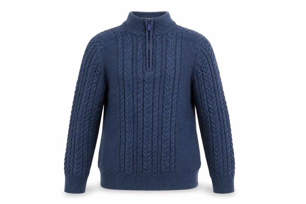 Front view of Next boys’ blue cable-knit jumper, 11 years