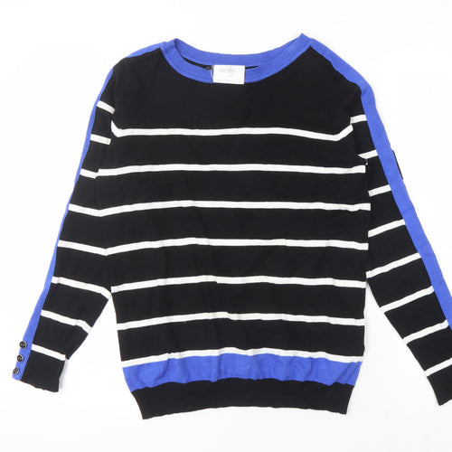 Wallis Women's Black Stripe Pullover Jumper Size 14