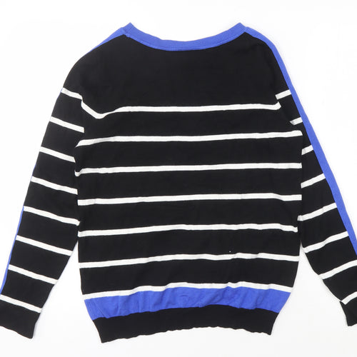 Wallis Women's Black Stripe Pullover Jumper Size 14