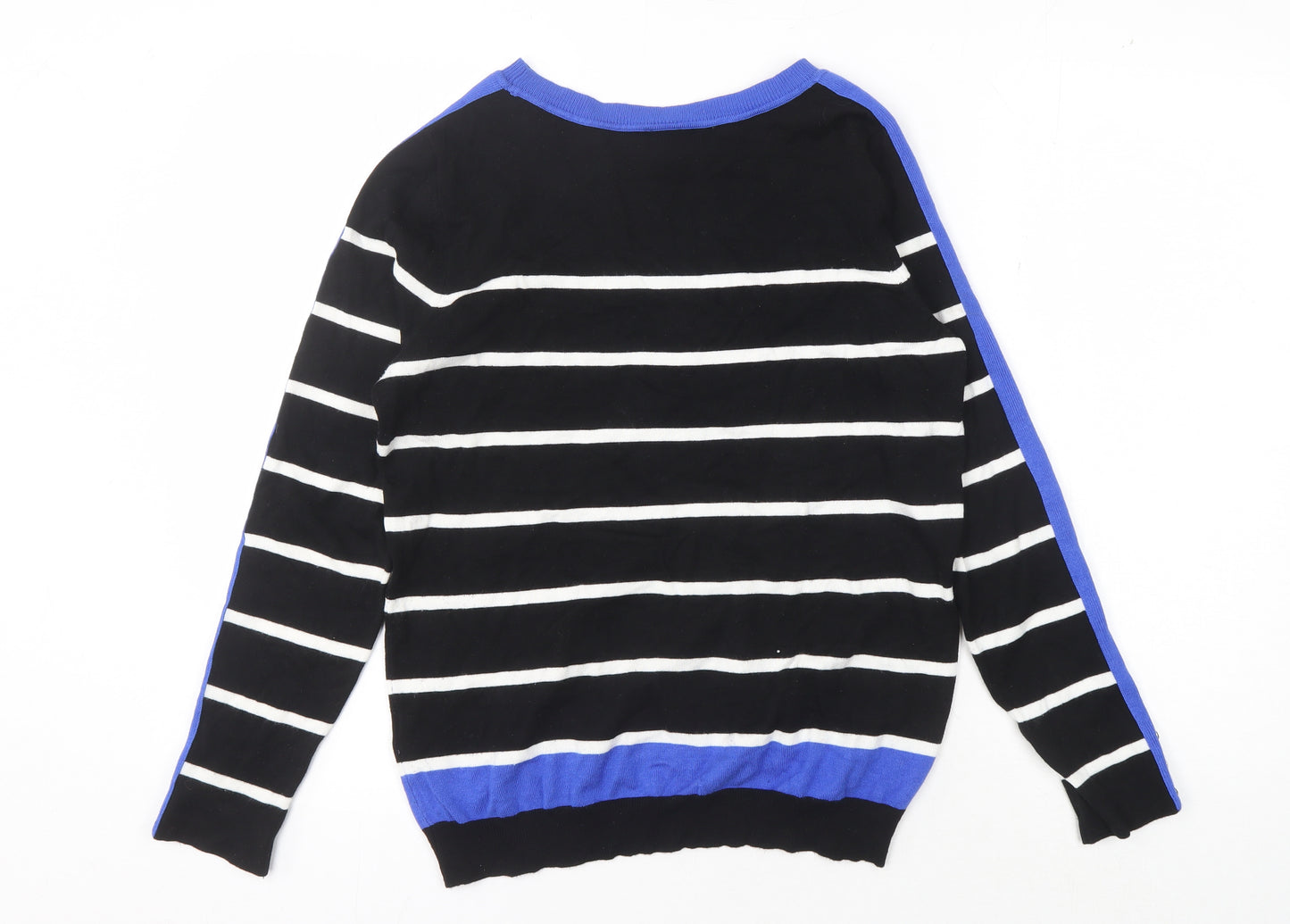 Wallis Women's Black Stripe Pullover Jumper Size 14