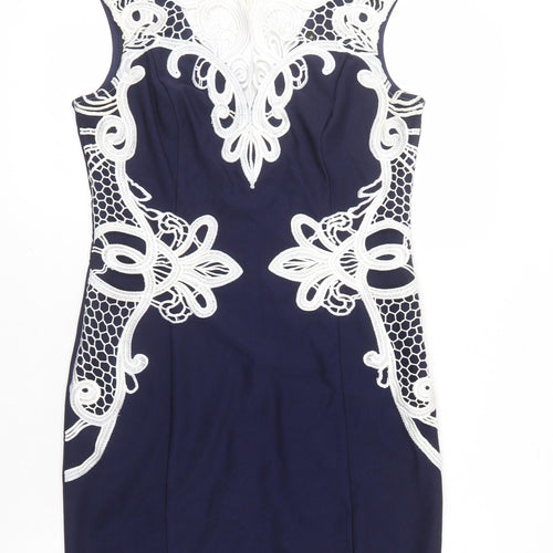 Lipsy London Women's Blue Sheath Party Dress Size 14