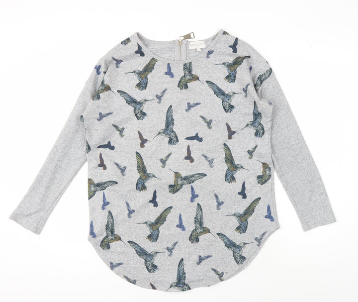 Apricot Women's Grey Bird Print Full Zip Jumper M