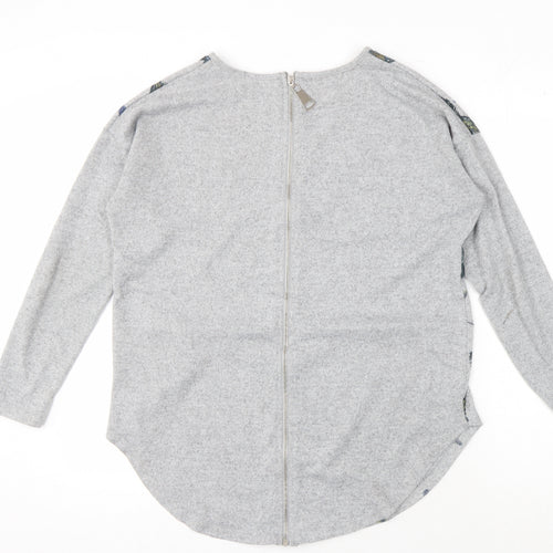 Apricot Women's Grey Bird Print Full Zip Jumper M