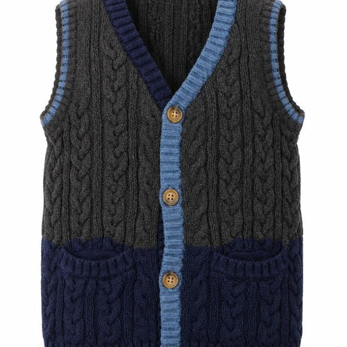 Jarvis Archer Boys Blue Grey Vest 12-24 Months Knit Casual